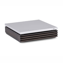 Ebonised veneer case with aluminium top